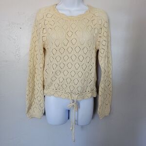 Marine Layer Women's XS Beige Cream Long Sleeve Sweater Open Knit Shirt Top Boho